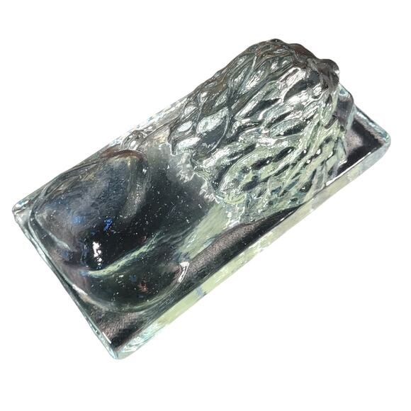 Vintage French Crystal Lion Paperweight Figurine Heavy Clear Glass Decor MCM - Picture 7 of 8